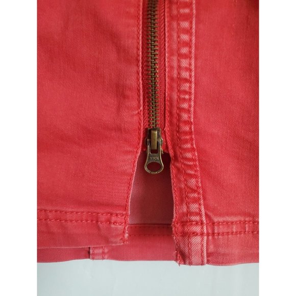 Free People Denim Mini Skirt Full zip Women waist 26" Red - Picture 5 of 8
